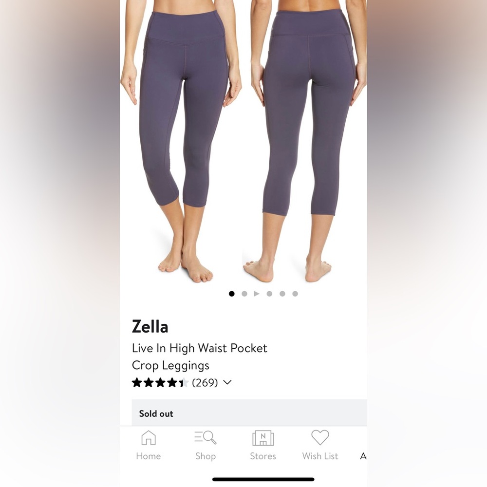 Zella live in high waist pocket crop leggings in BLACK